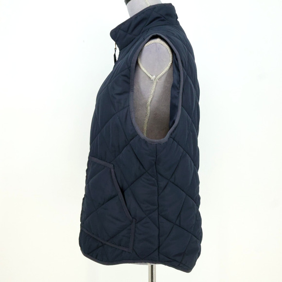 J Crew Mercantile Vest Plus Size 2X Navy Blue Quilted Puffer Full Zip Pockets - Picture 4 of 16